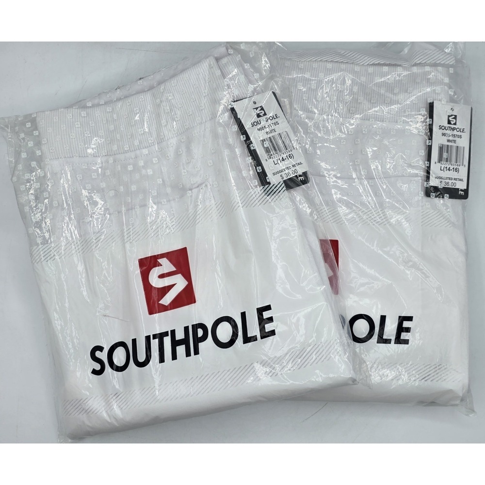 2 Lot - Southpole Boys' Big Active Basic Jogger Fleece Pants White Large / 14-16